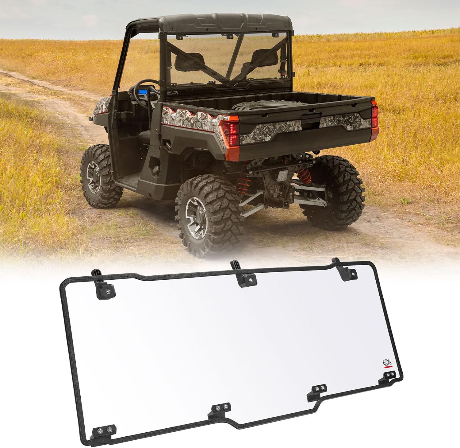 KEMIMOTO Hard Coated Rear Window for Polaris Ranger XP 1000