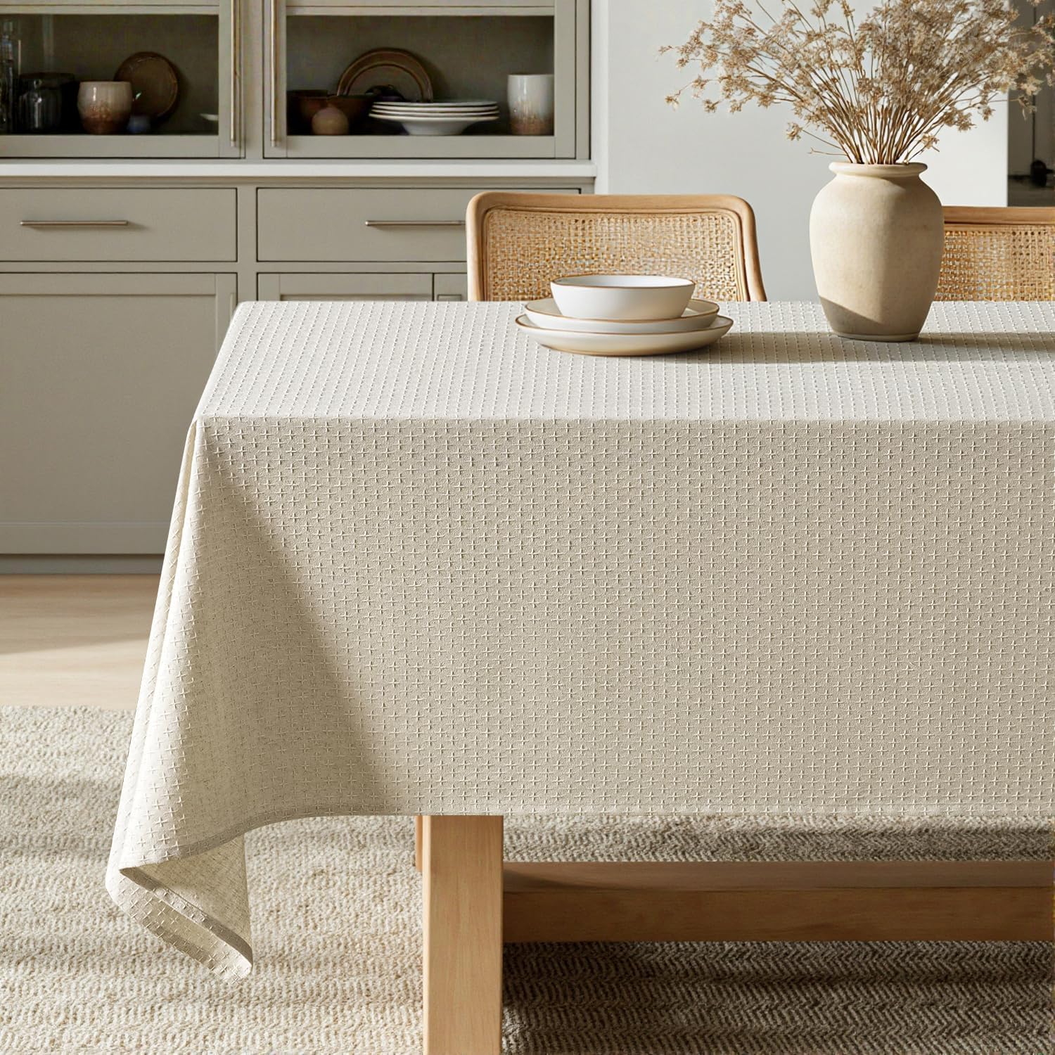 MIULEE Natural Linen Cotton Table Cloth for Elegant Dining