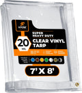 7ft x 8ft Clear Vinyl Tarp - Heavy Duty Waterproof PVC Tarpaulin
