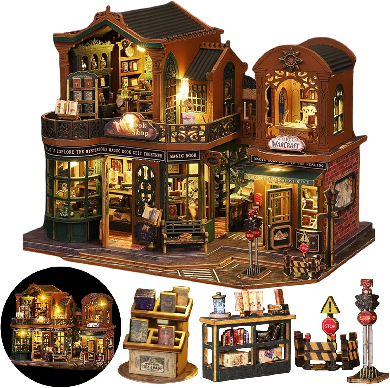 DIY Miniature House Kit - Magic Book Shop Craft Diorama Set