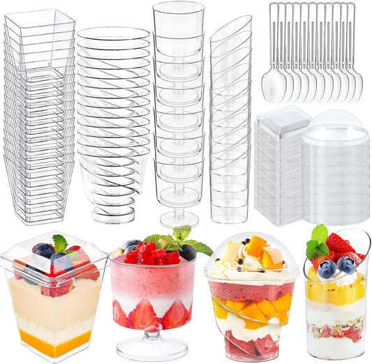 380 Pack Mini Dessert Cups with Spoons and Lids for Parties