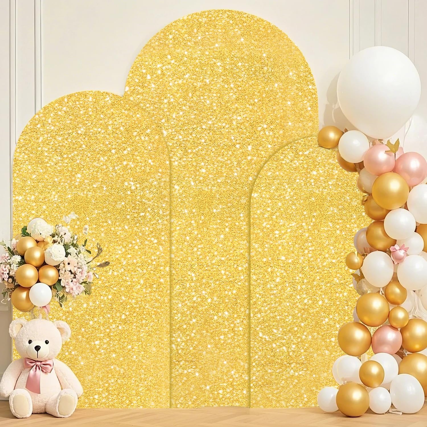 Gold Arch Covers Stretchy Backdrop Set for Elegant Weddings
