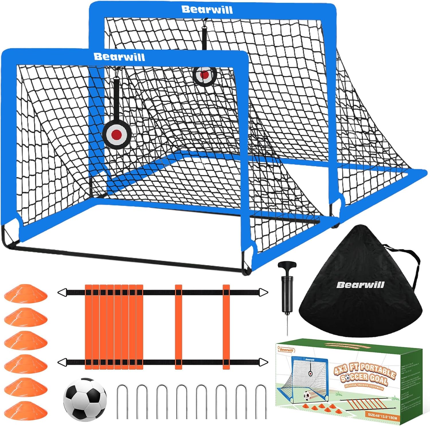 Kids Soccer Goals for Backyard Set of 2, 4x3ft Portable Net