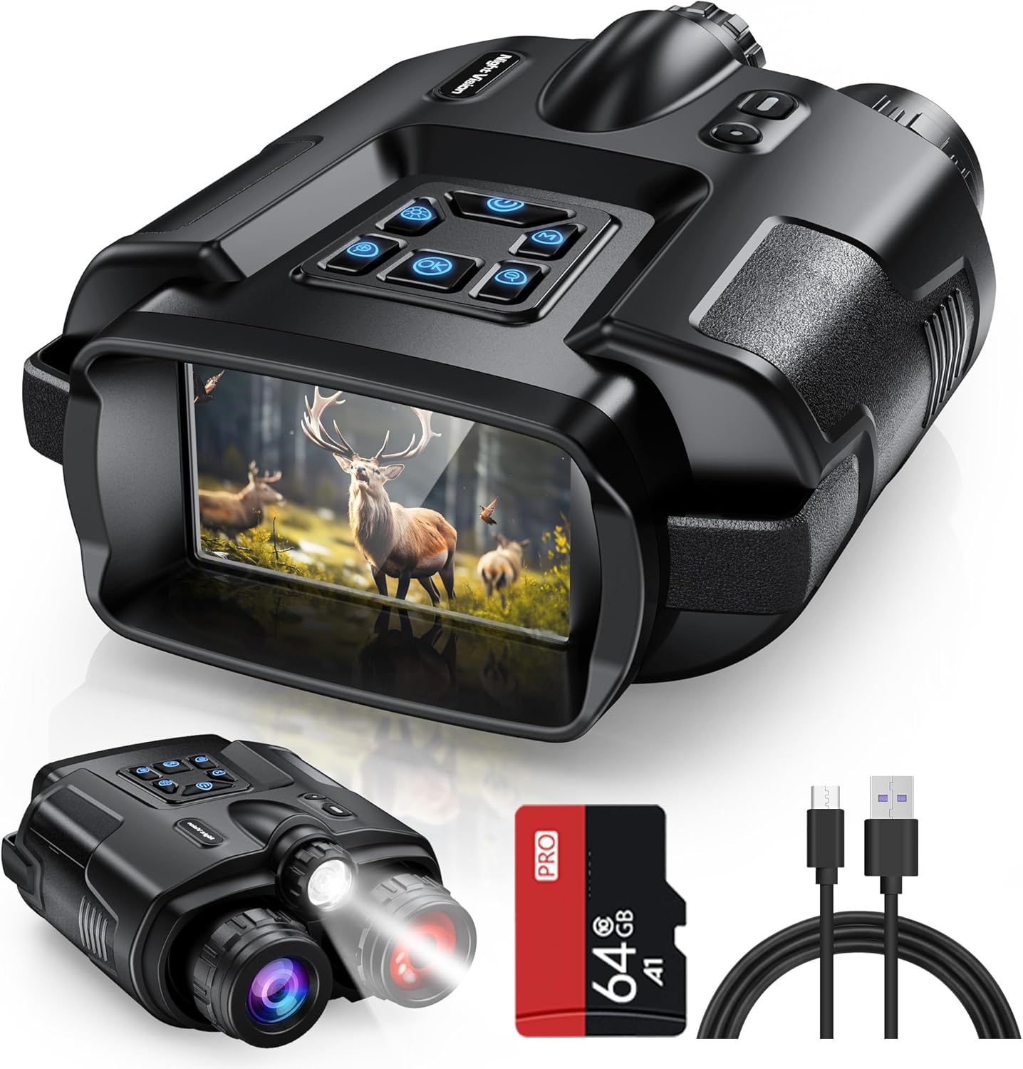 4K Night Vision Goggles for Adults with Tactical Light and Zoom