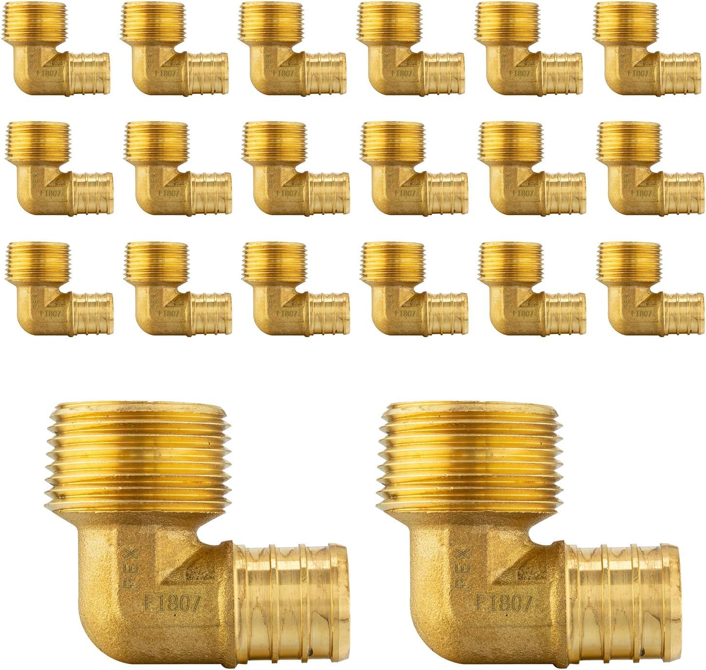 EFIELD Pex 3/4 inch x 1/2 inch Male NPT Elbow Brass Fittings