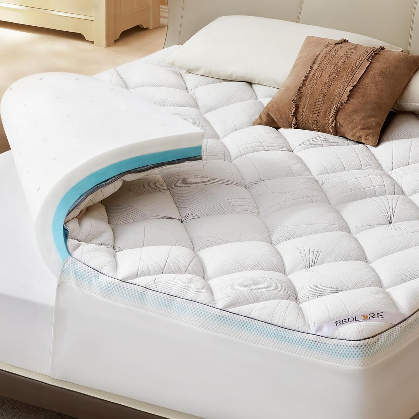 Bedlore 4-Inch King Mattress Topper for Back Pain Relief