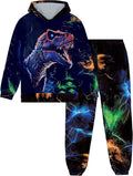 Boy Clothes Long Sleeve Lightning T-Rex Hoodie Sweatshirt and Pants