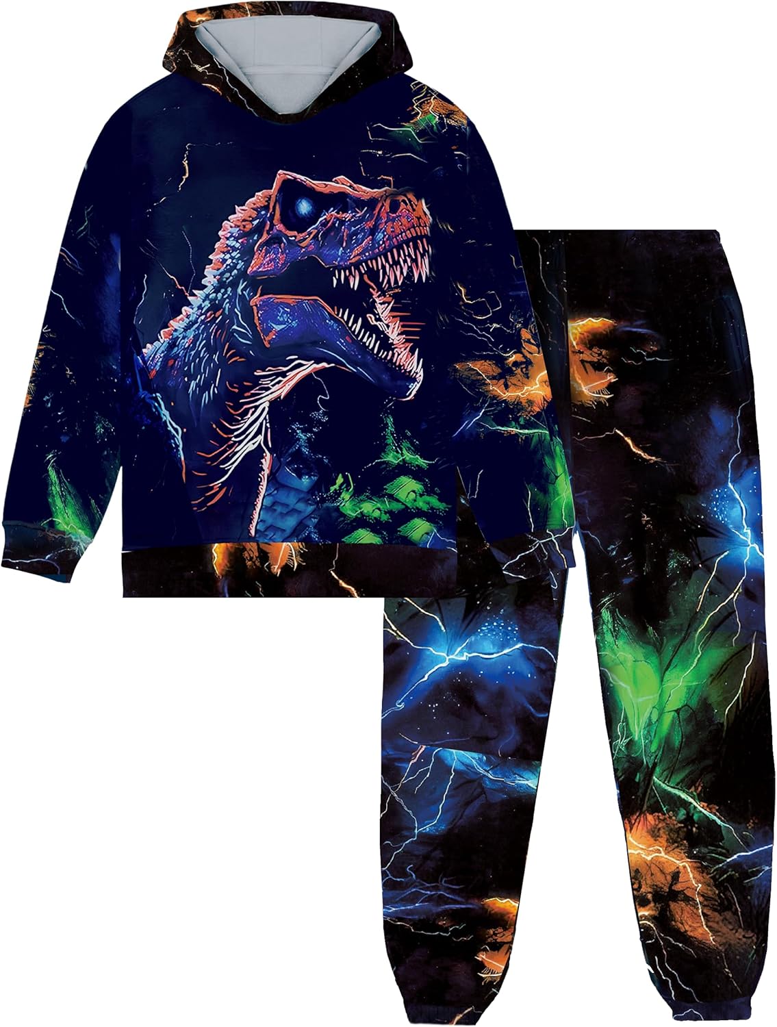 Boy Clothes Long Sleeve Dinosaur Print Hoodie and Pants Set