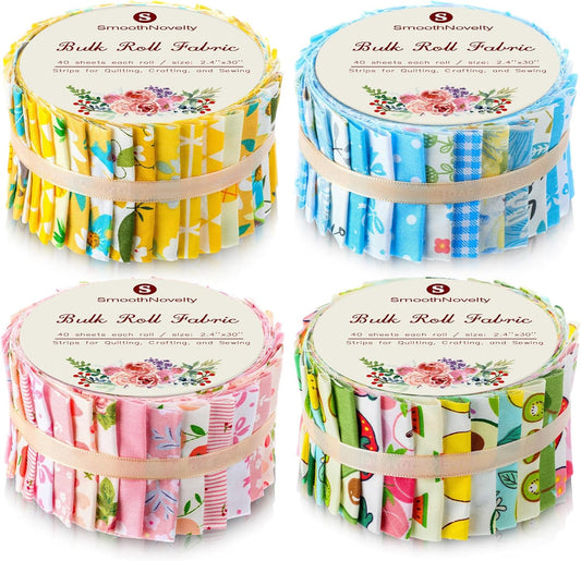 160 Pcs Fabric Strips for Quilting Crafting and Sewing Projects