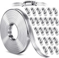 Hose Clamps Stainless Steel Strap Kit - DIY 50ft Roll + 24 Fasteners