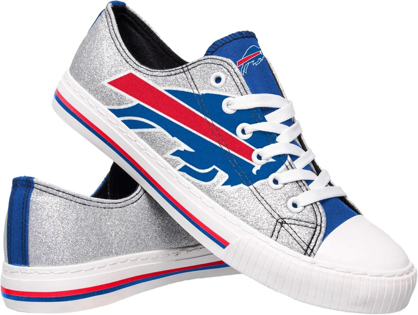 FOCO Women's NFL Team Logo Glitter Low Top Sneakers for Fans