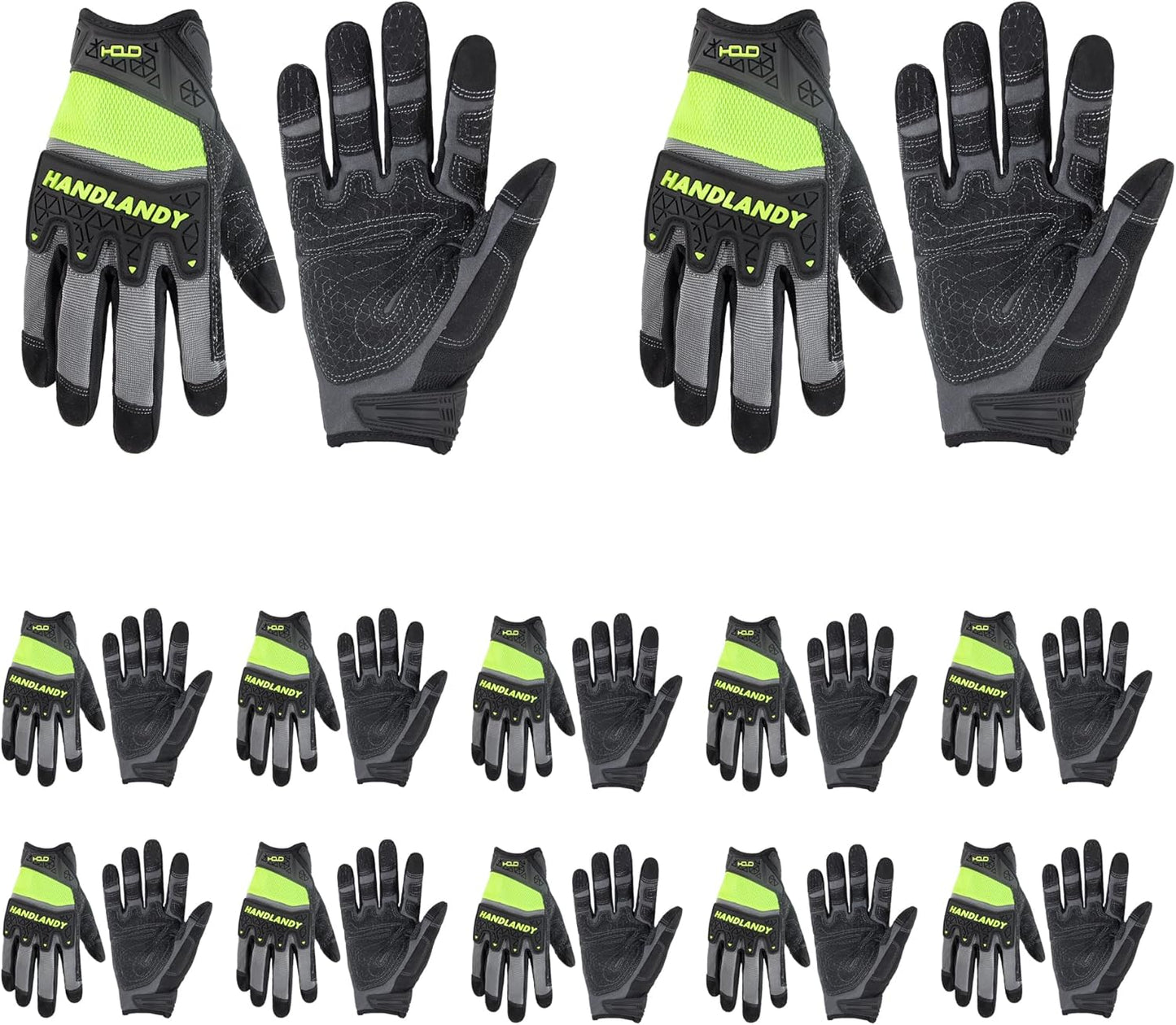 HANDLANDY Mens Work Gloves with Touch Screen & Grip Power