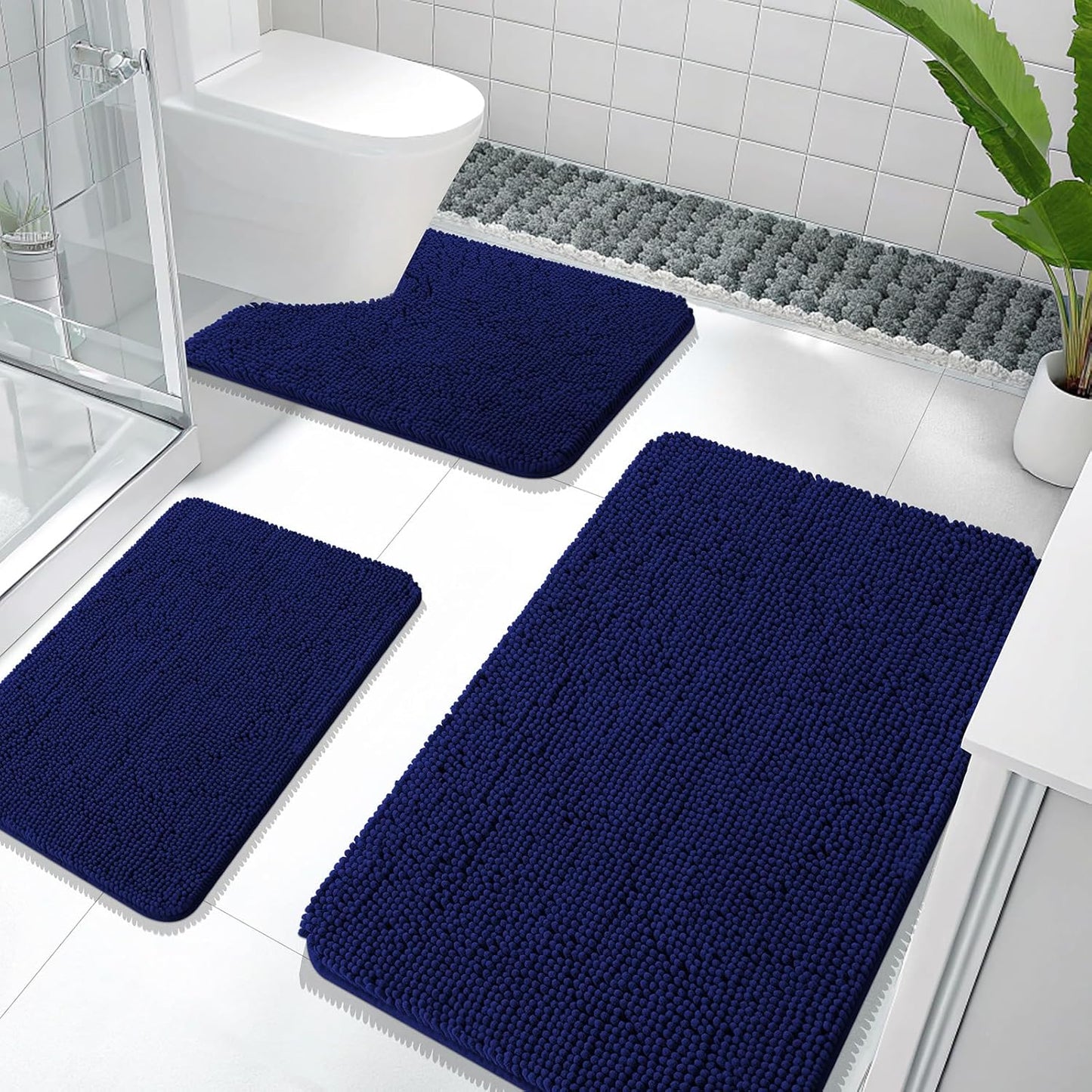 OLANLY Soft Chenille Bathroom Rugs Set for Ultimate Comfort
