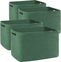4 Pack Storage Baskets for Organizing Shelves - Durable Cotton Rope