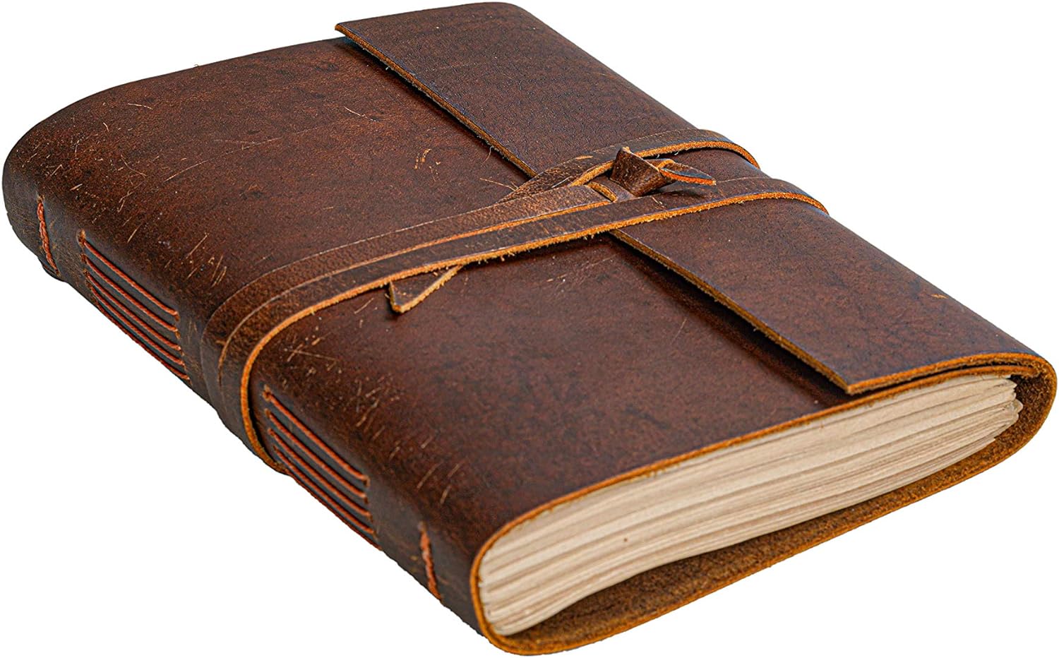 Handmade Leather Journal - Vintage Rustic Finish, Unlined, 300 Pages