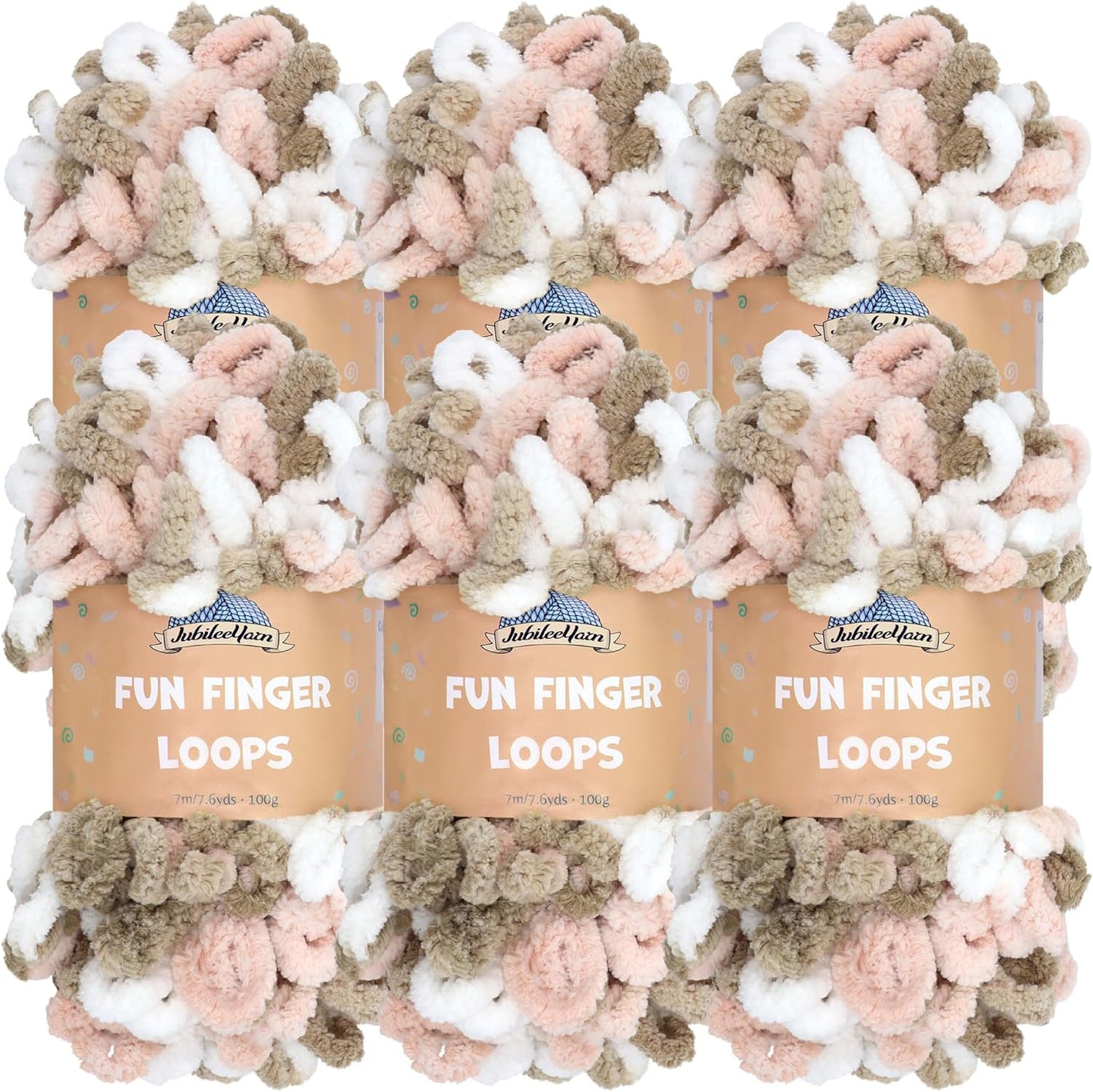 JubileeYarn Fun Finger Loops Yarn - Jumbo Polyester 6 Skeins