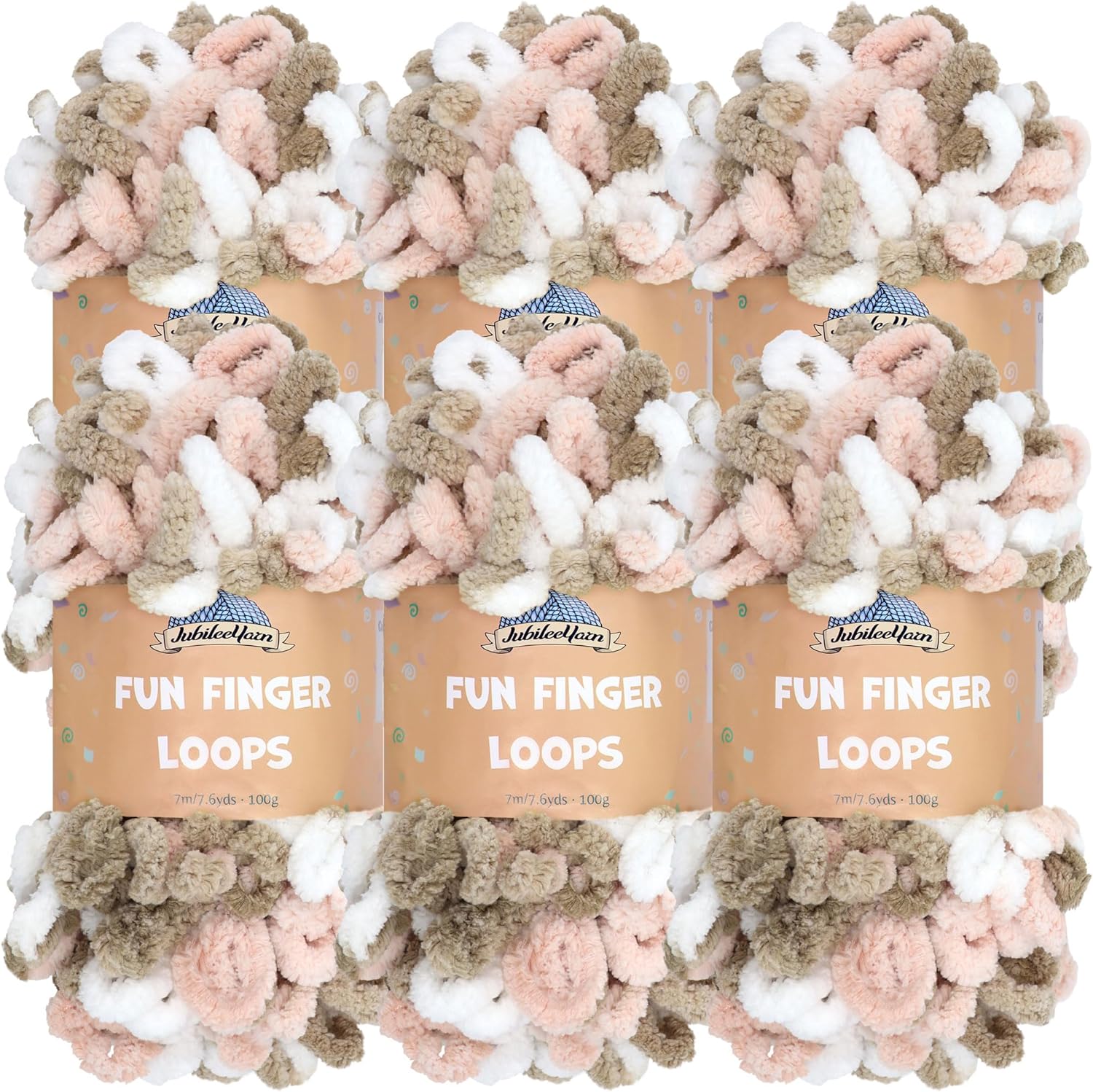 JubileeYarn Fun Finger Loops Yarn - Jumbo Polyester 6 Skeins