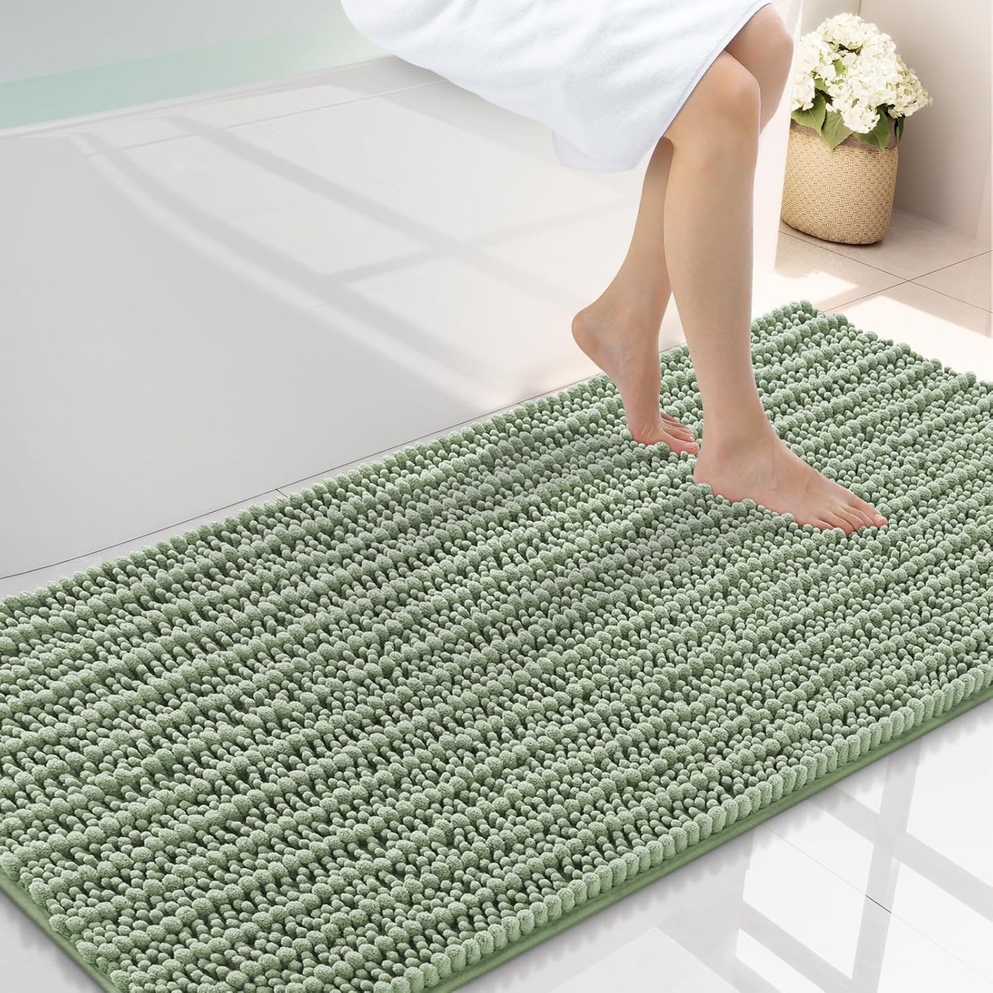 Smiry Bathroom Rugs Mat 47x24, Extra Soft Chenille Bath Mats