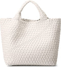Woven Vegan Leather Tote Bag for Women - Large Summer Beach Handbag