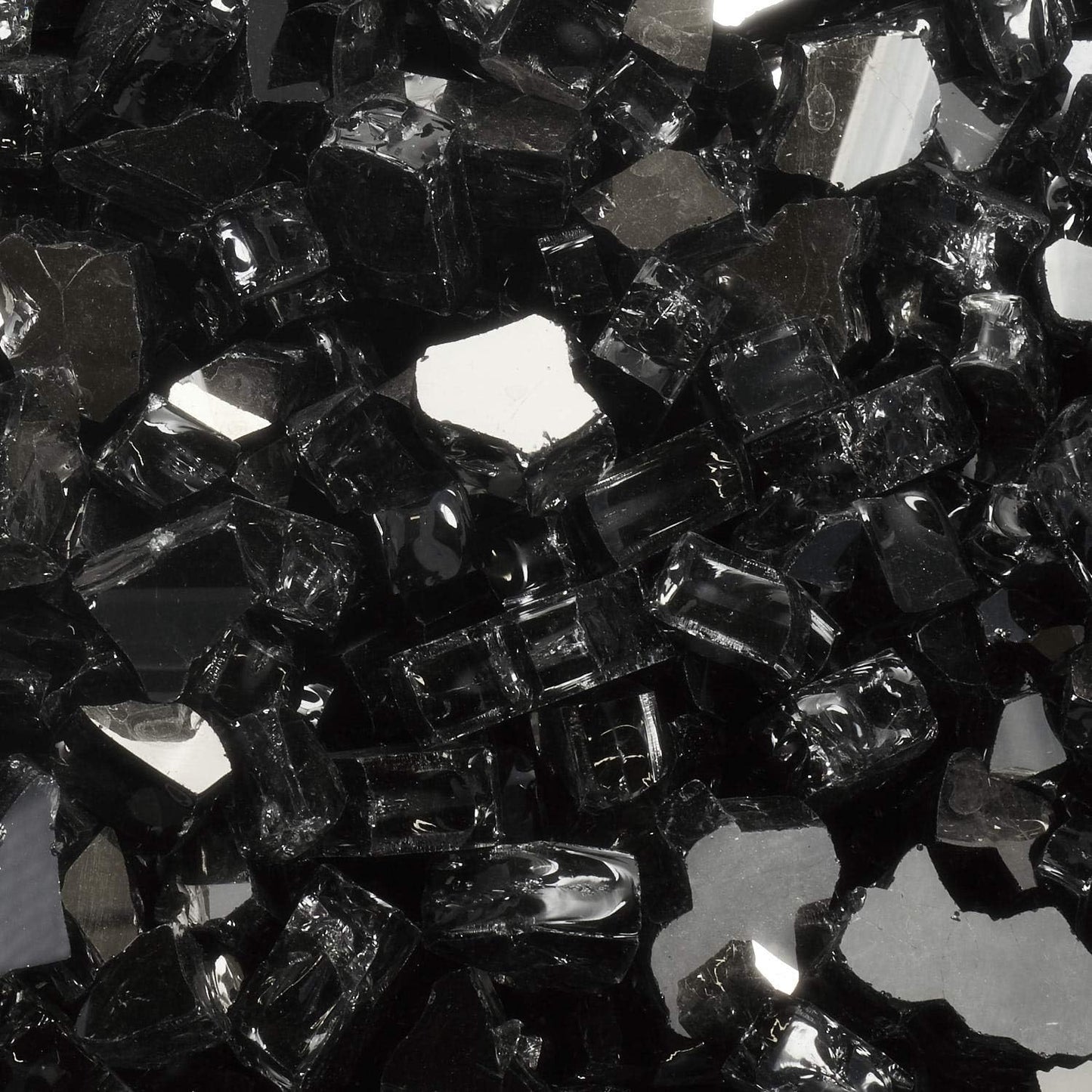 High Luster Reflective Tempered Fire Glass in Dark Matter Black