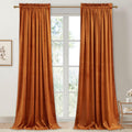 Pumpkin Orange Velvet Curtains 96 in Panels - Thermal Light Blocking