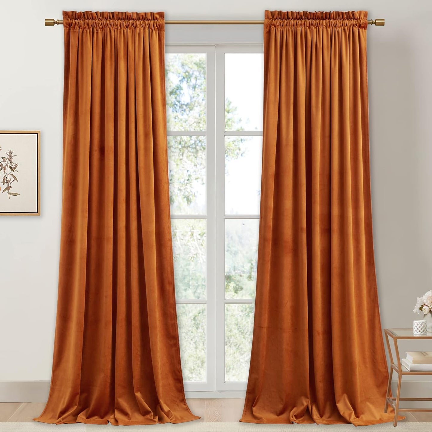 Elegant Pumpkin Orange Velvet Curtains for Living Room Decor