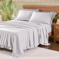 Gingham Sheet Set with Ruffle Edge Plaid Bed Sheets - Lightweight