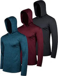Men's Dry Fit Moisture Wicking Long Sleeve Hoodie - 3 Pack Value