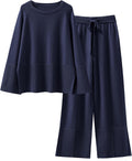 Womens 2 Piece Oversized Knit Sweater Set - Cozy Wide Leg Pants