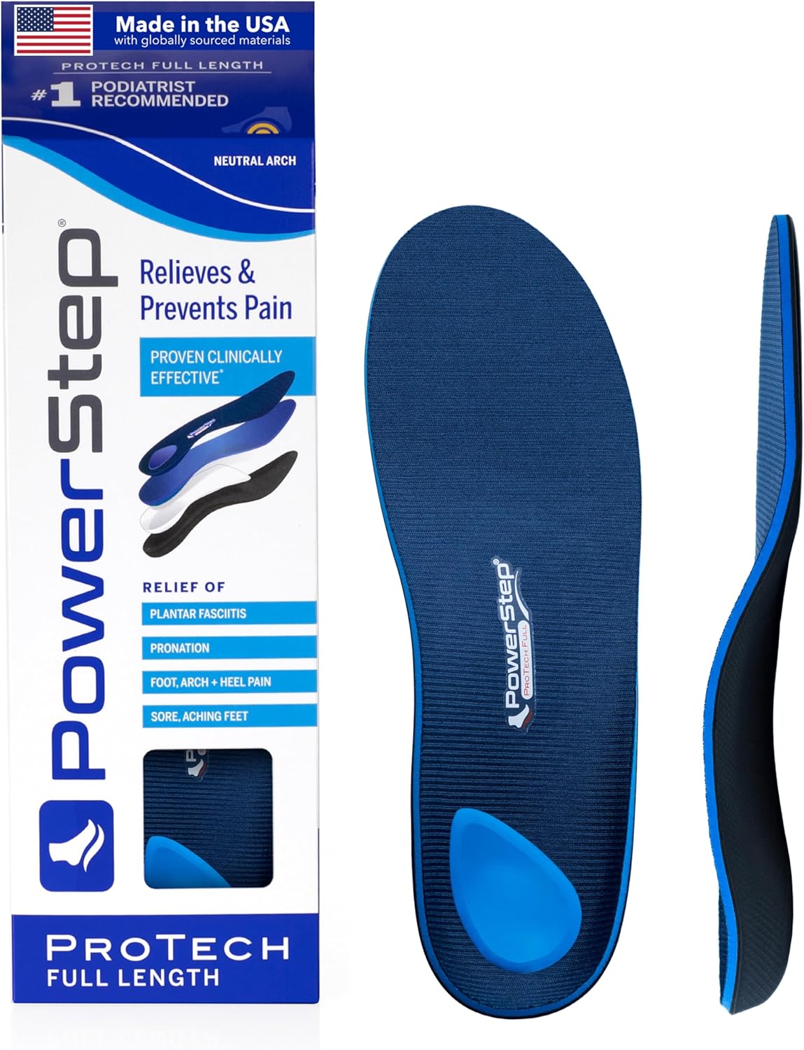 PowerStep ProTech Full Length Orthotic Insoles for Foot Pain Relief