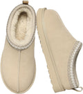 Women's Fuzzy House Slippers Genuine Suede Fluffy Winter - Cozy Warm