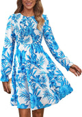 KIRUNDO Long Sleeve Smocked Floral Mini Dress - Flowy A-Line Fit Size