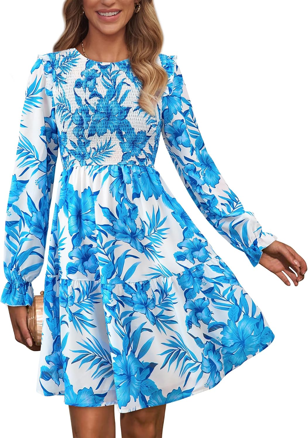 KIRUNDO Long Sleeve Floral Dress for Women - Perfect for Weddings