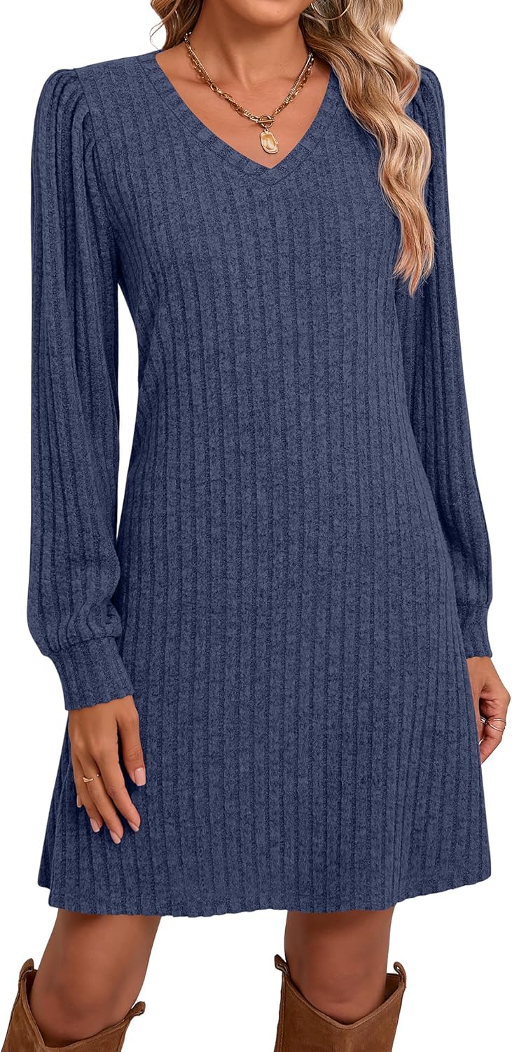 Ficerd Women's Knit Long Sleeve Sweater Dress for Fall Style