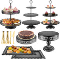 Black Cake Stand Dessert Table Display Set - 11PCS Elegant Tiered