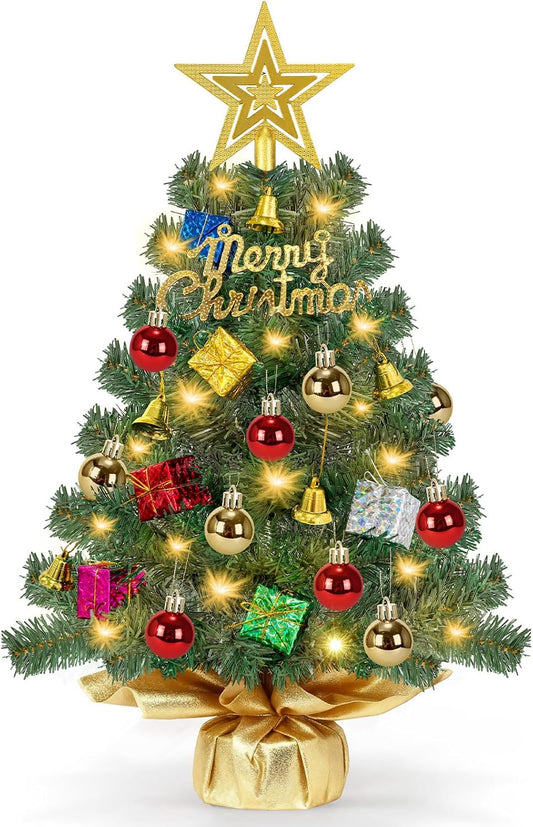24 Inch Realistic Tabletop Christmas Tree with 50 Warm Lights