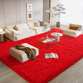Soft Fluffy Rugs for Living Room 8 x 10 Red - Plush Extra Large Area