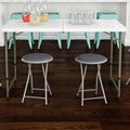 Round Folding Stool Set of 2 - Portable 18in Padded Stools for Small