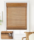 Cordless Bamboo Roman Shades 20in x 64in - No Tools No Drill Fit