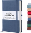 Graph Paper Notebook - Regular Navy Hardcover Vegan Leather