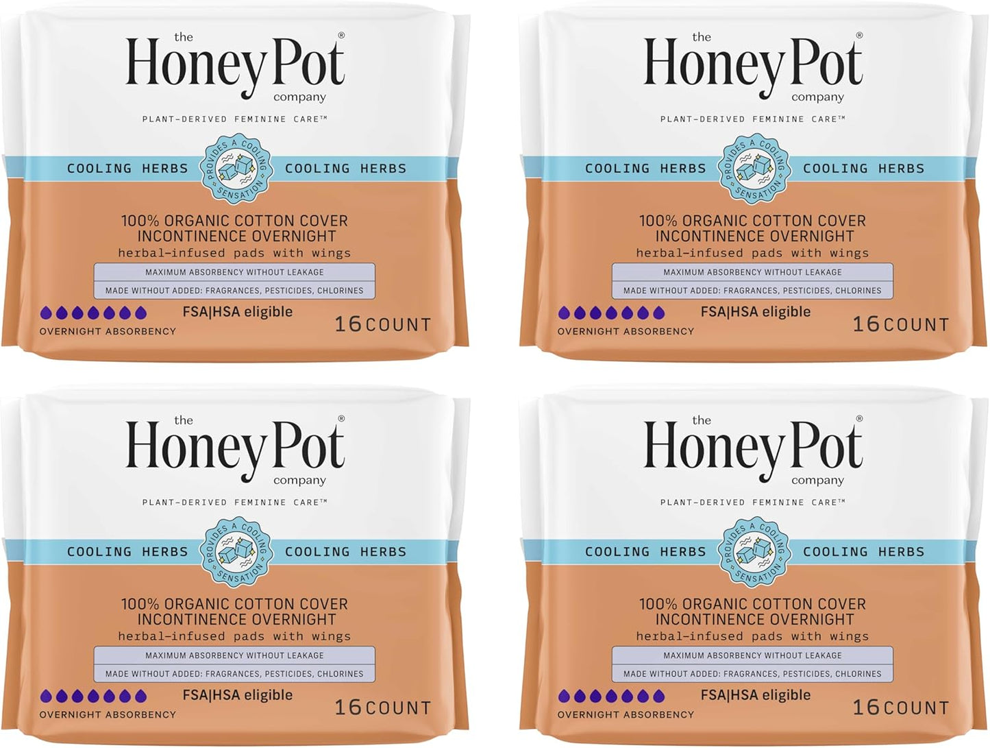 Herbal Incontinence Overnight Pads for Women - 64ct
