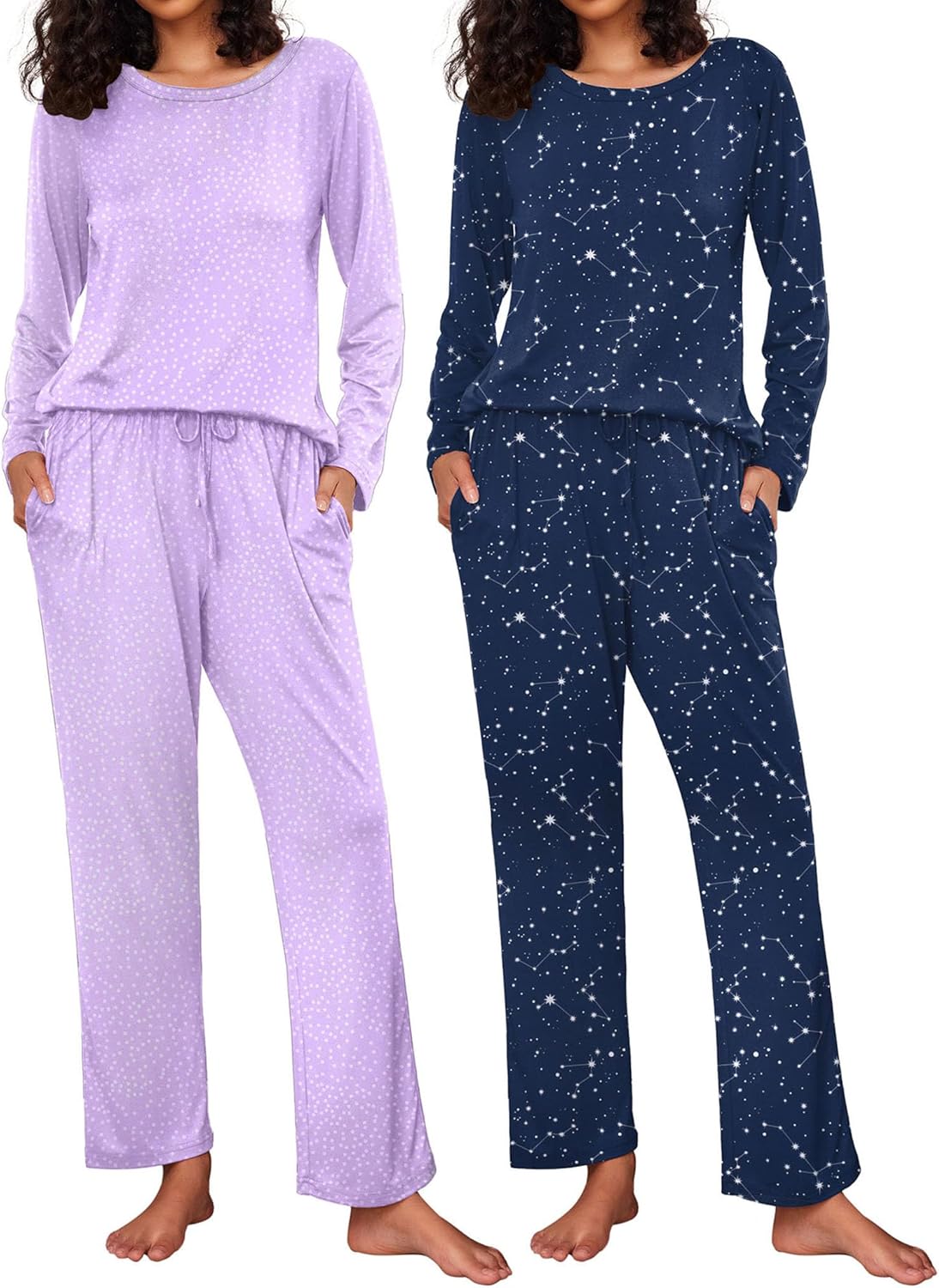 Ekouaer Women's Pajama Set Soft Long Sleeve Sleepwear Pjs