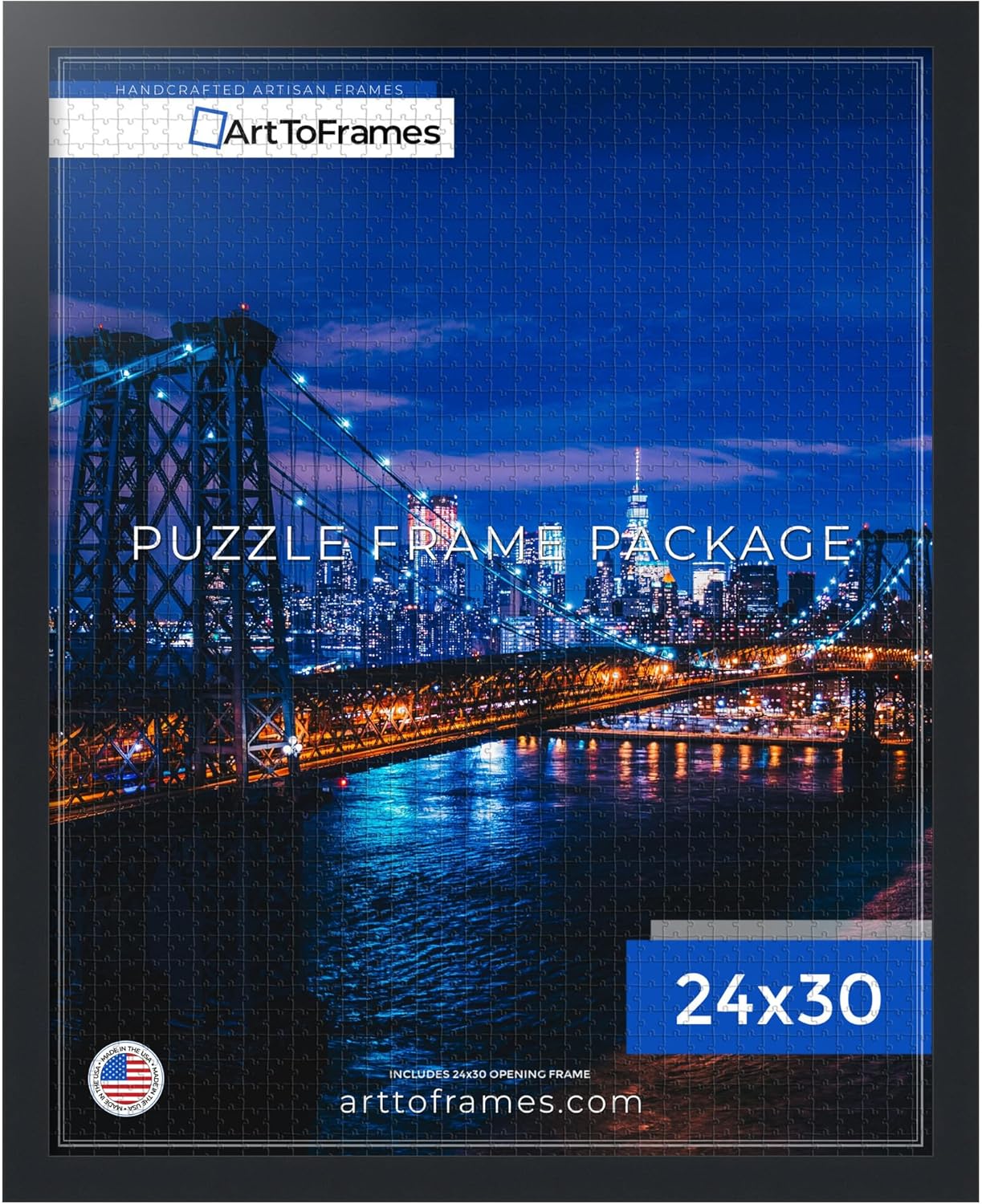 ArtToFrames 24x30 INCH Black Frame for 1000 Piece Puzzles