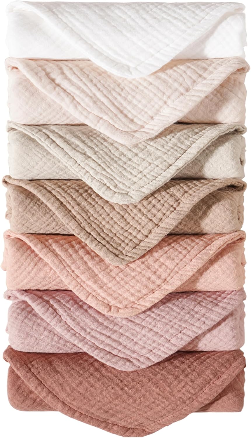 Soft 100% Cotton Baby Burp Cloths Set by Konssy
