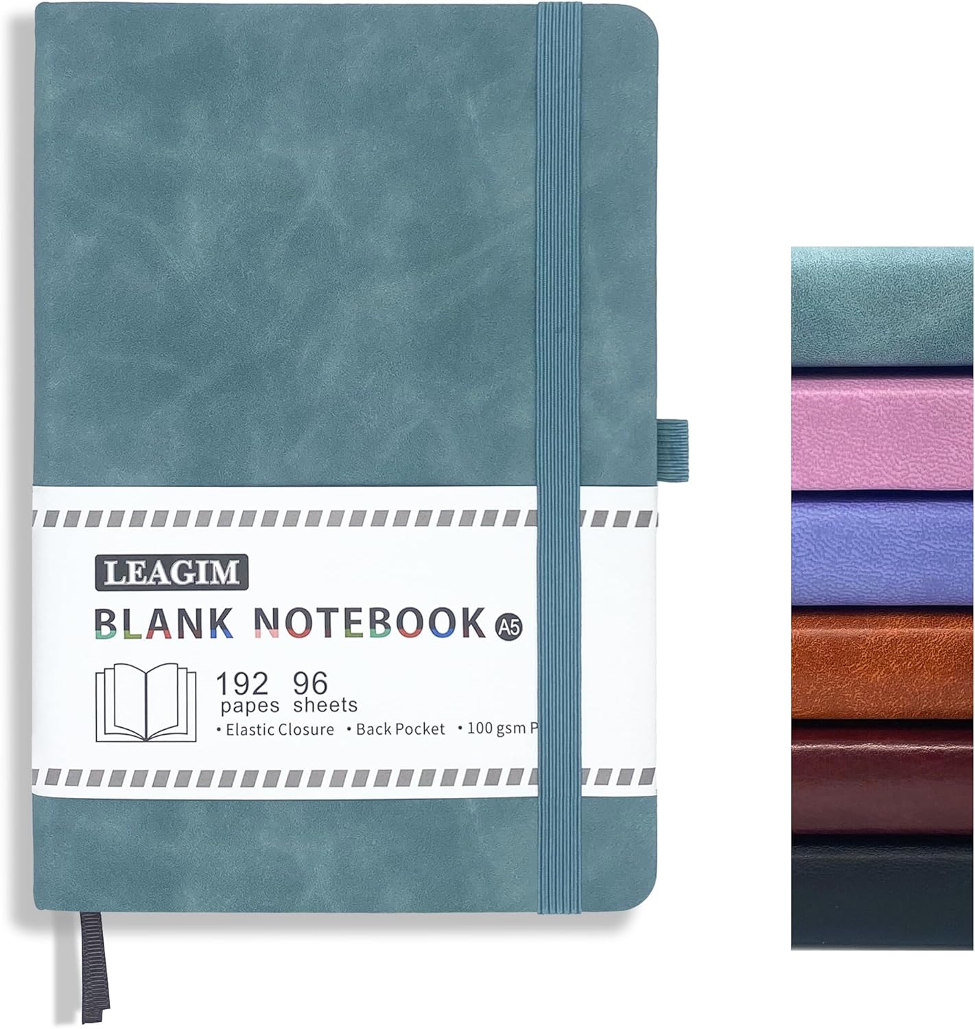 LEAGIM A5 Leather Journal: 192p Thick Sketchbook, Unlined, Green