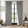 Grey Pleated Linen 100% Blackout Curtains 84 in - Pinch Pleat Room