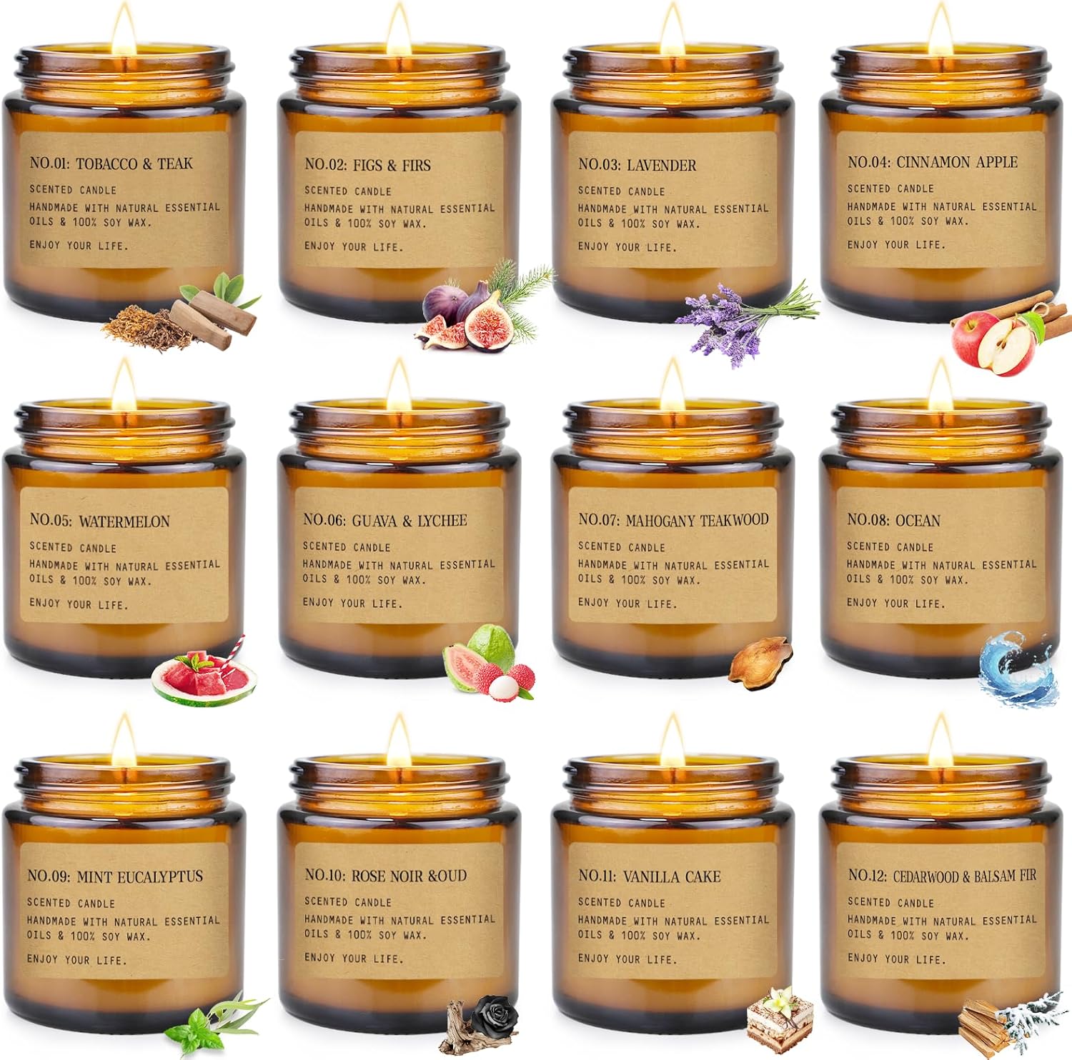 12 Pack Aromatherapy Candles for Home Relaxation and Gifts