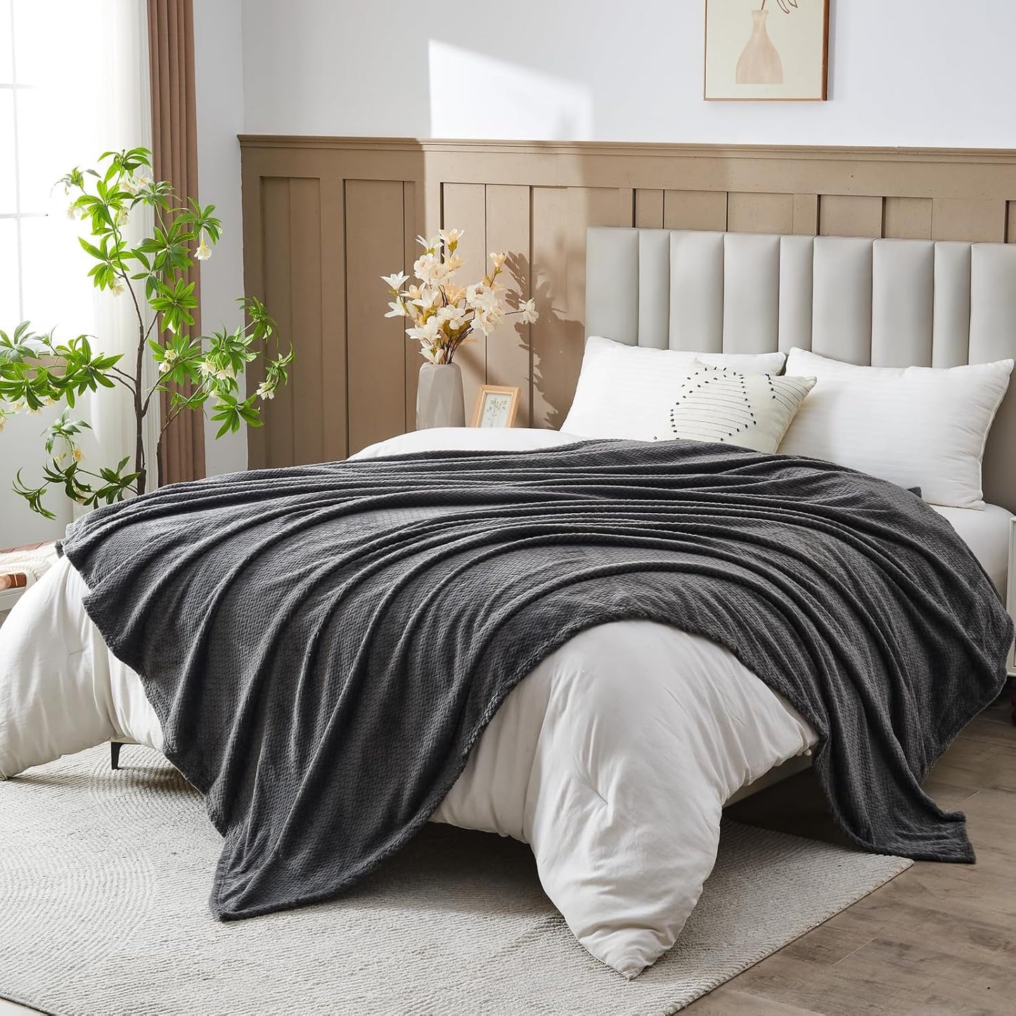 Super Soft King Blanket Dark Grey Premium Silky Flannel Fleece