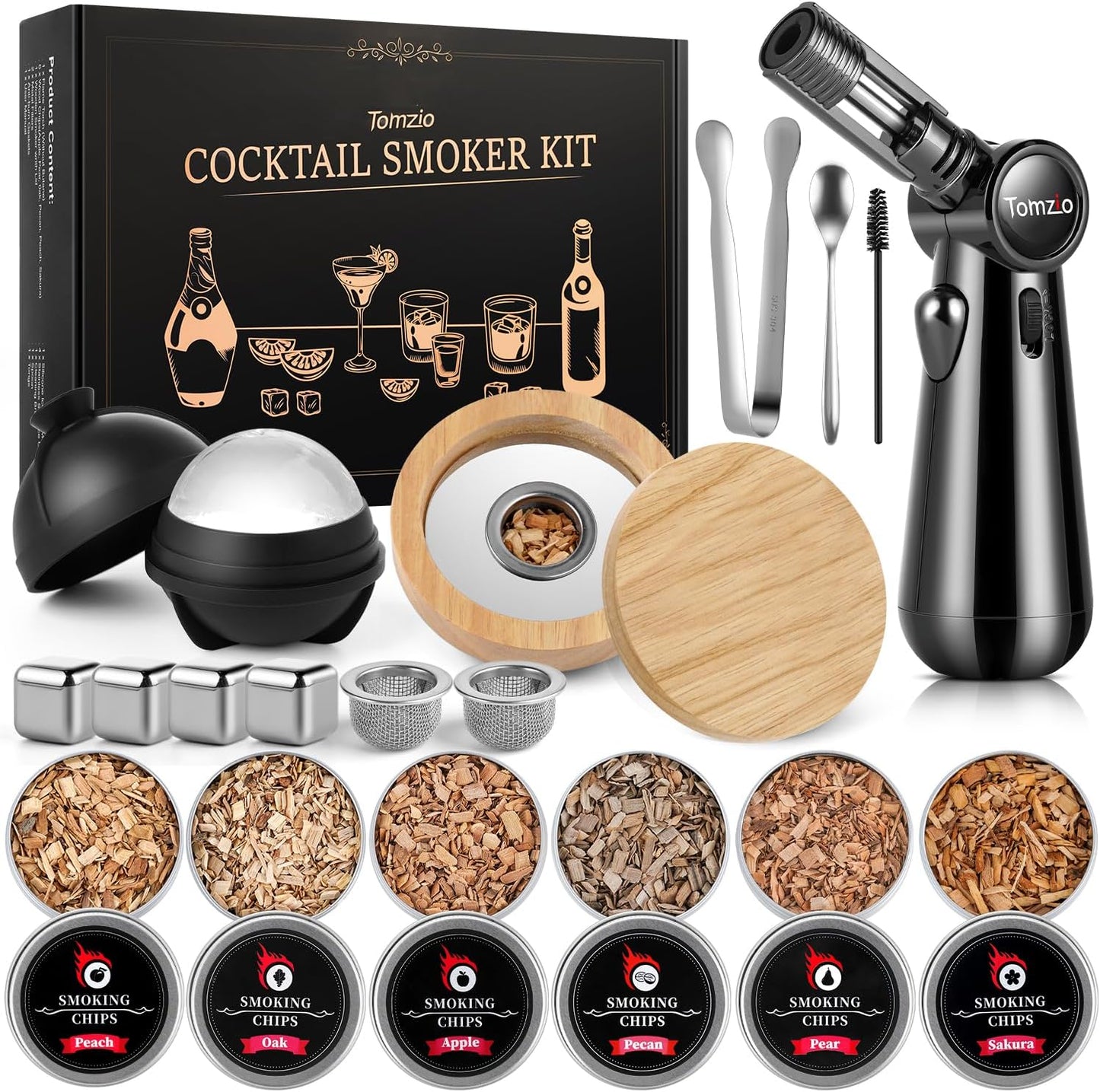 Tomzio Whiskey Smoker Kit: 6 Flavors, No Butane, Anti-Burn - A Bourbon Enthusiast's Dream