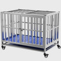 Collapsible Stainless Steel Dog Crate 30in-48in - Lockable Wheel